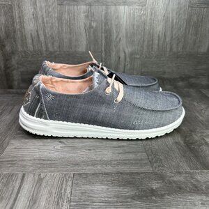 Hey Dude Wendy Boho Women's size 6 Light Grey Lightweight Slip On Shoes
